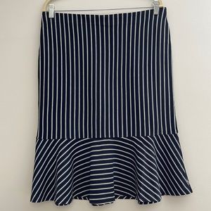 ANN TAYLOR stripes jersey skirt with flutter bottom